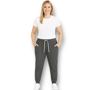 FIGS Medium Charcoal Jogger Scrub Pants Stretch Drawstring Medical Work Career